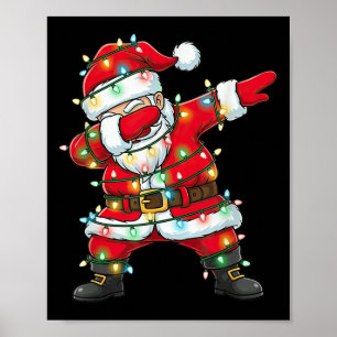 Dabbing Santa Claus Christmas Lights Xmas Dab Men  Poster