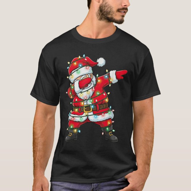 Dabbing Santa Claus Christmas Lights Xmas Dab Men  T-Shirt (Front)