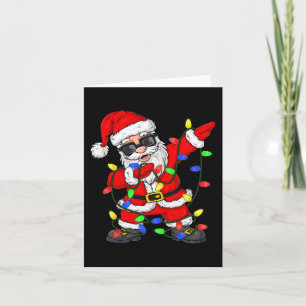 Dabbing Santa Claus Christmas Tree Lights Boys Kid Card