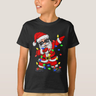 Dabbing Santa Claus Christmas Tree Lights Boys Kid T-Shirt