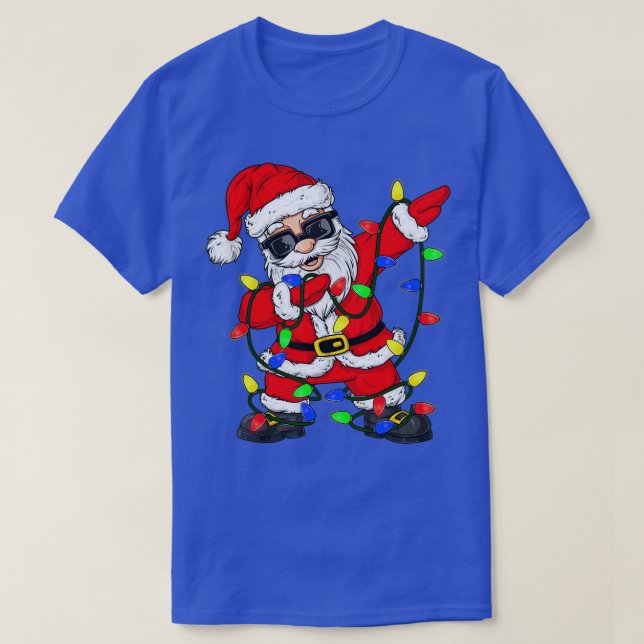 Dabbing Santa Claus Christmas Tree Lights Boys Kid T-Shirt (Design Front)