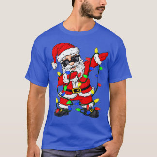 Dabbing Santa Claus Christmas Tree Lights Boys Kid T-Shirt