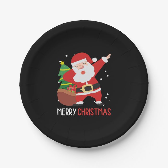 Dabbing Santa Claus Dab Dap Christmas  Paper Plate (Front)