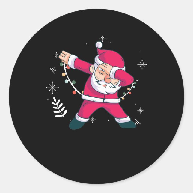 Dabbing Santa Claus dancer Christmas dancing Classic Round Sticker (Front)
