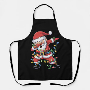 Dabbing Santa Claus Funny Christmas Lights Apron
