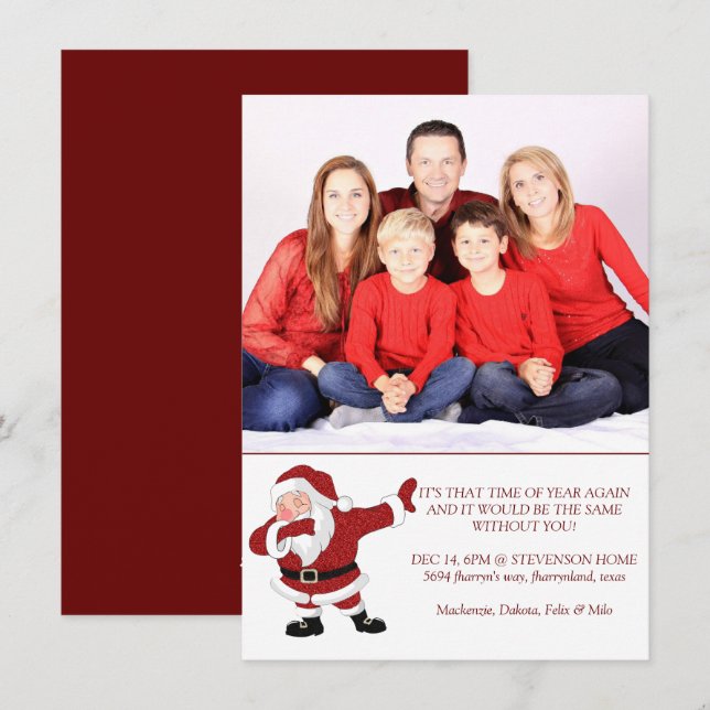 Dabbing Santa Claus Funny Christmas Photo Party Holiday Card (Front/Back)