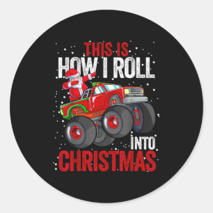 Dabbing Santa Claus Monster Truck Boys Christmas X Classic Round Sticker