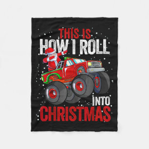 Dabbing Santa Claus Monster Truck Boys Christmas X Fleece Blanket