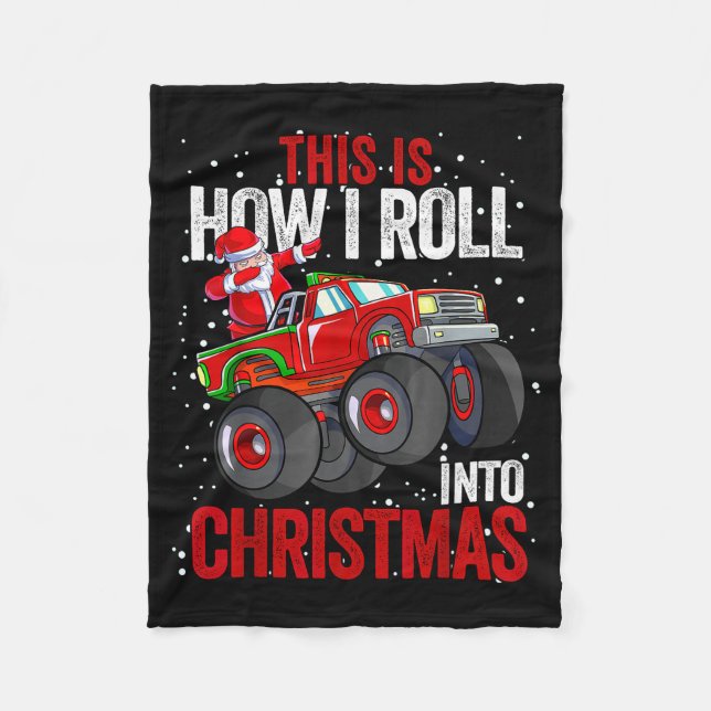 Dabbing Santa Claus Monster Truck Boys Christmas X Fleece Blanket (Front)