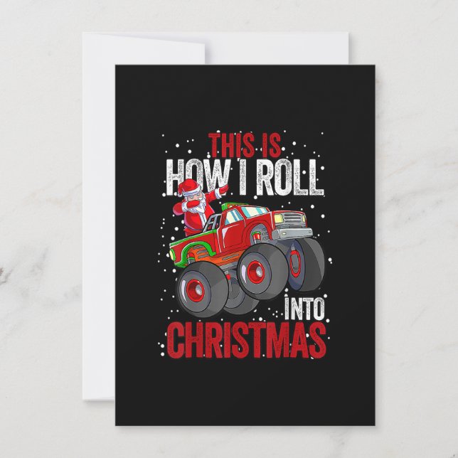 Dabbing Santa Claus Monster Truck Boys Christmas X Invitation (Front)