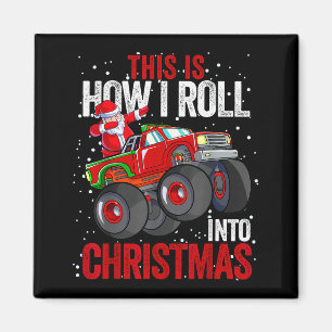 Dabbing Santa Claus Monster Truck Boys Christmas X Magnet