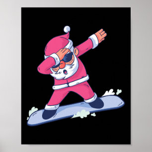 Dabbing Santa Claus Snowboarding Gift For Boys Kid Poster