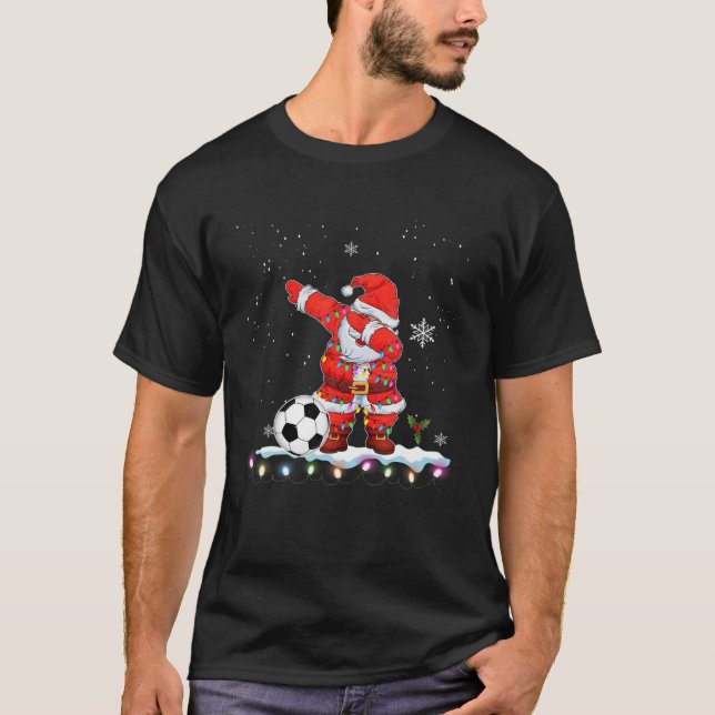 Dabbing Santa Claus Soccer Christmas Kids Boys Men T-Shirt (Front)