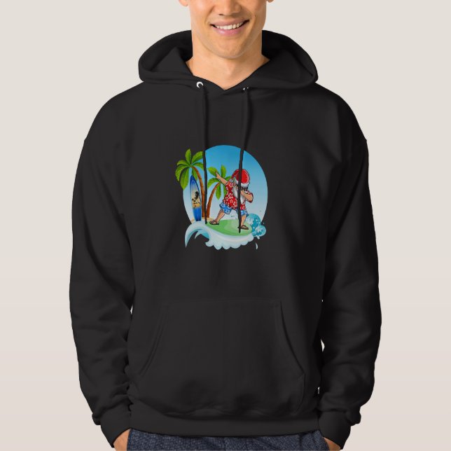 Dabbing Santa Claus Surfing Summer Christmas In Ju Hoodie (Front)