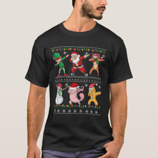 Dabbing Santa Elf Axolotl Friends Christmas Kids B T-Shirt