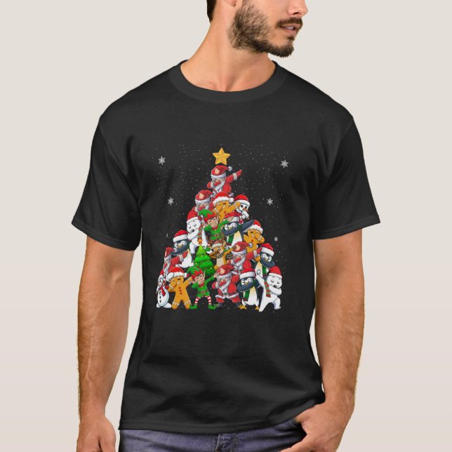 Dabbing Santa Elf Christmas Tree Lights Boy Kids X T-Shirt (Front)