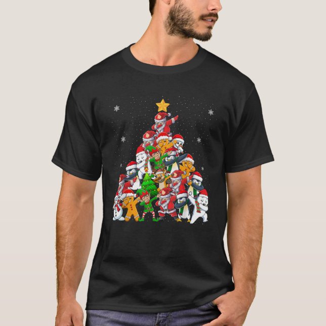 Dabbing Santa Elf Christmas Tree Lights Boy Kids X T-Shirt (Front)