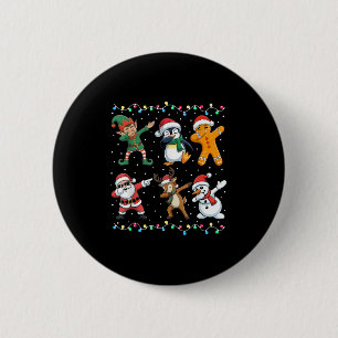 Dabbing Santa Elf Friends Boys Girls Men Funny Chr 6 Cm Round Badge
