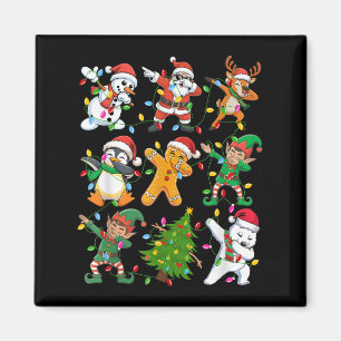 Dabbing Santa Elf Friends Boys Girls Xmas Pjs Cost Magnet