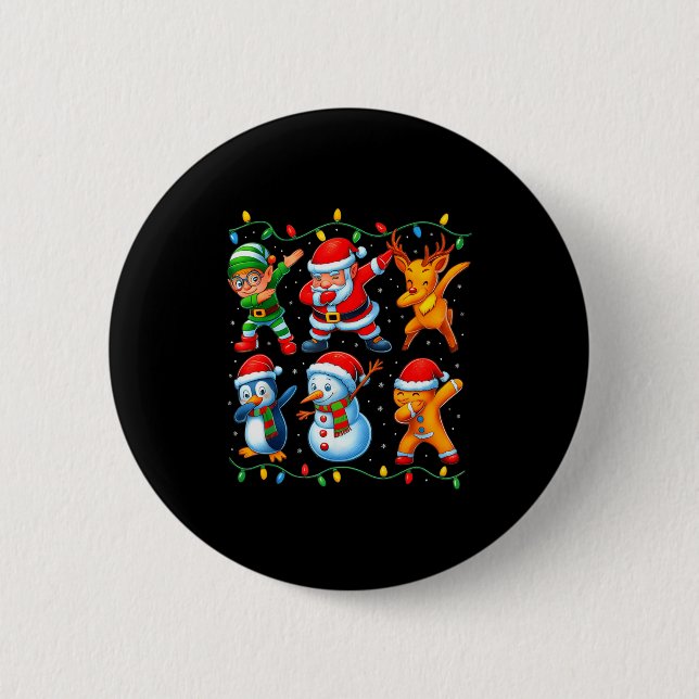 Dabbing Santa Elf Friends Christmas Boys Girls Men 6 Cm Round Badge (Front)