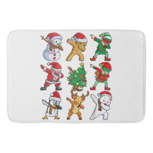 Dabbing Santa Elf Friends Christmas Boys Girls Men Bath Mat