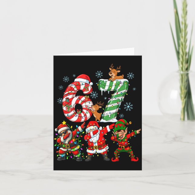 Dabbing Santa Elf Friends Christmas Boys Girls Men Card (Front)