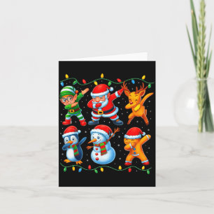 Dabbing Santa Elf Friends Christmas Boys Girls Men Card