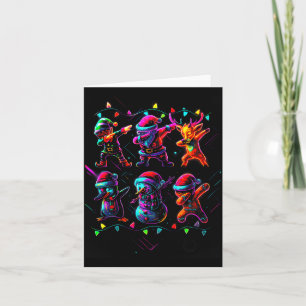 Dabbing Santa Elf Friends Christmas Boys Girls Men Card