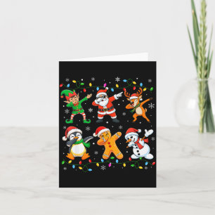 Dabbing Santa Elf Friends Christmas Boys Girls Men Card