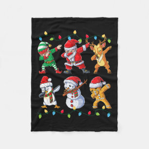 Dabbing Santa Elf Friends Christmas Boys Girls Men Fleece Blanket