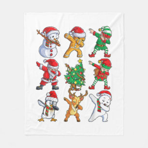 Dabbing Santa Elf Friends Christmas Boys Girls Men Fleece Blanket