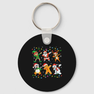 Dabbing Santa Elf Friends Christmas Boys Girls Men Key Ring