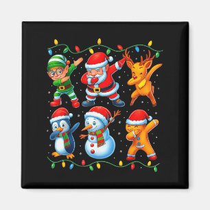Dabbing Santa Elf Friends Christmas Boys Girls Men Magnet