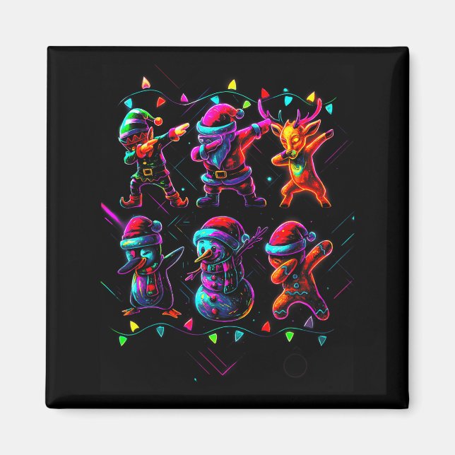 Dabbing Santa Elf Friends Christmas Boys Girls Men Magnet (Front)