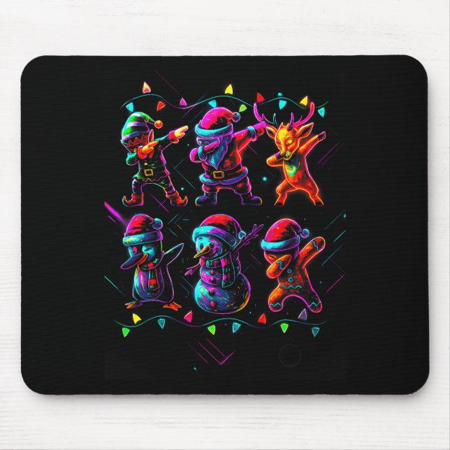 Dabbing Santa Elf Friends Christmas Boys Girls Men Mouse Mat (Front)