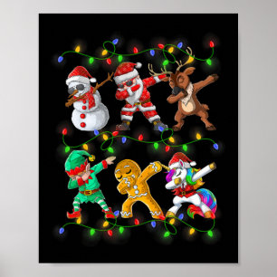 Dabbing Santa Elf Friends Christmas Boys Girls Men Poster