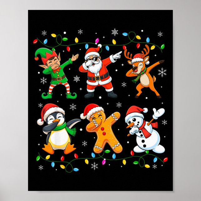 Dabbing Santa Elf Friends Christmas Boys Girls Men Poster (Front)