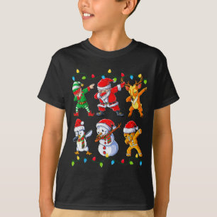 Dabbing Santa Elf Friends Christmas Boys Girls Men T-Shirt