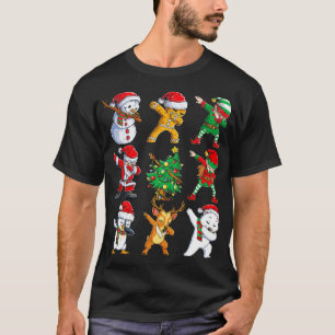 Dabbing Santa Elf Friends Christmas Boys Girls Men T-Shirt