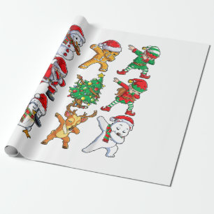 Dabbing Santa Elf Friends Christmas Boys Girls Men Wrapping Paper