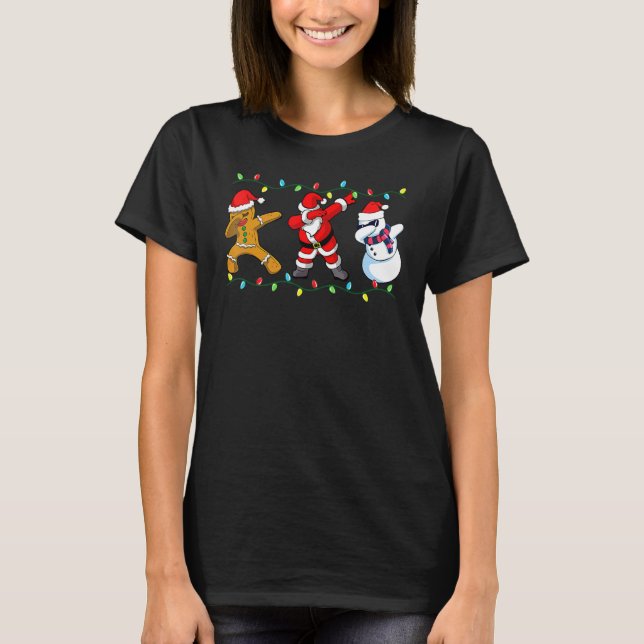 Dabbing Santa Elf Friends Christmas Boys Men  Xmas T-Shirt (Front)