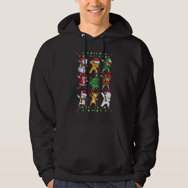 Dabbing Santa Elf Friends Christmas Kids Boys Men  Hoodie (Front)