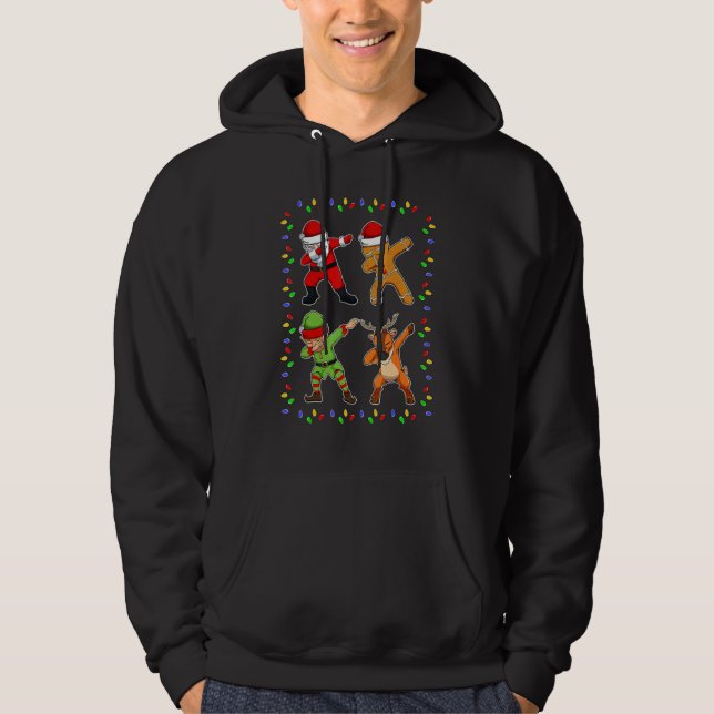 Dabbing Santa Elf Friends Christmas Kids Boys Men  Hoodie (Front)