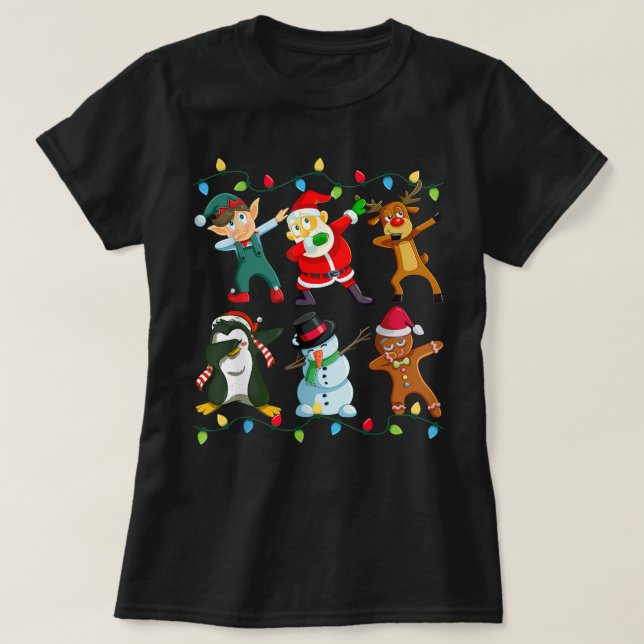 Dabbing Santa Elf Friends Christmas Kids Boys Men  T-Shirt (Design Front)