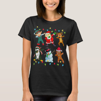 Dabbing Santa Elf Friends Christmas Kids Boys Men T-Shirt