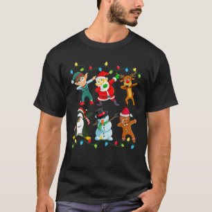 Dabbing Santa Elf Friends Christmas Kids Boys Men T-Shirt