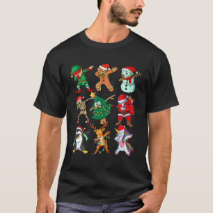 Dabbing Santa Elf Friends Christmas Kids Boys Men T-Shirt