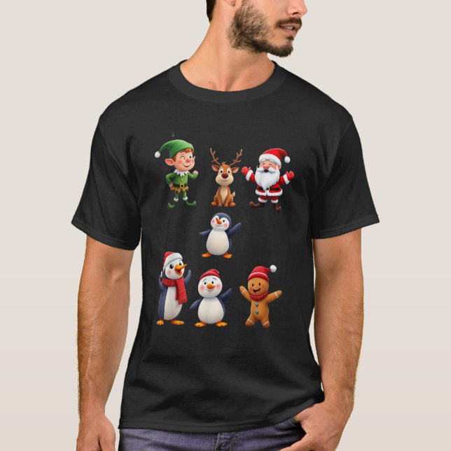 Dabbing Santa Elf Friends Christmas Squad Dab  T-Shirt (Front)