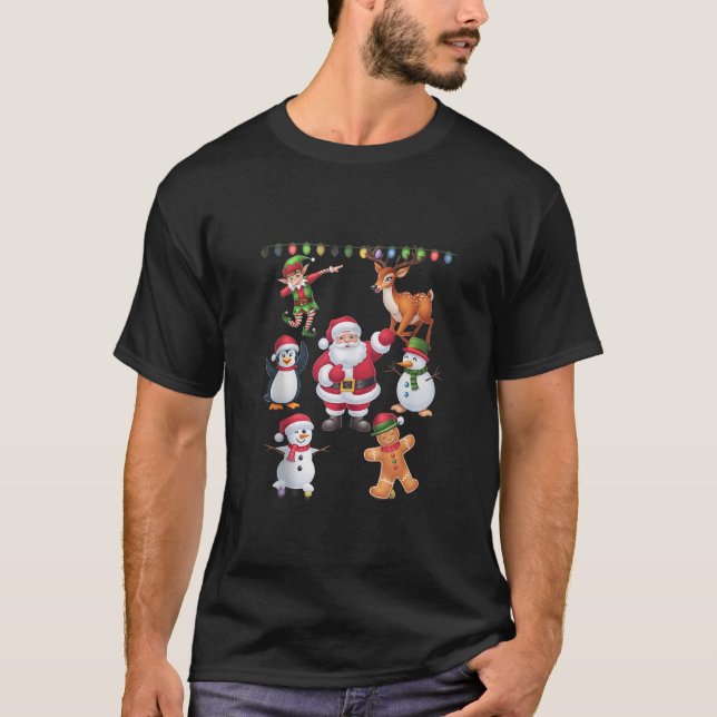 Dabbing Santa Elf Friends Christmas Squad Pajama T T-Shirt (Front)