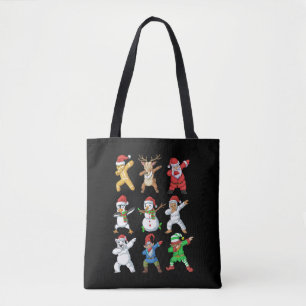 Dabbing Santa Elf Friends Christmas Tote Bag